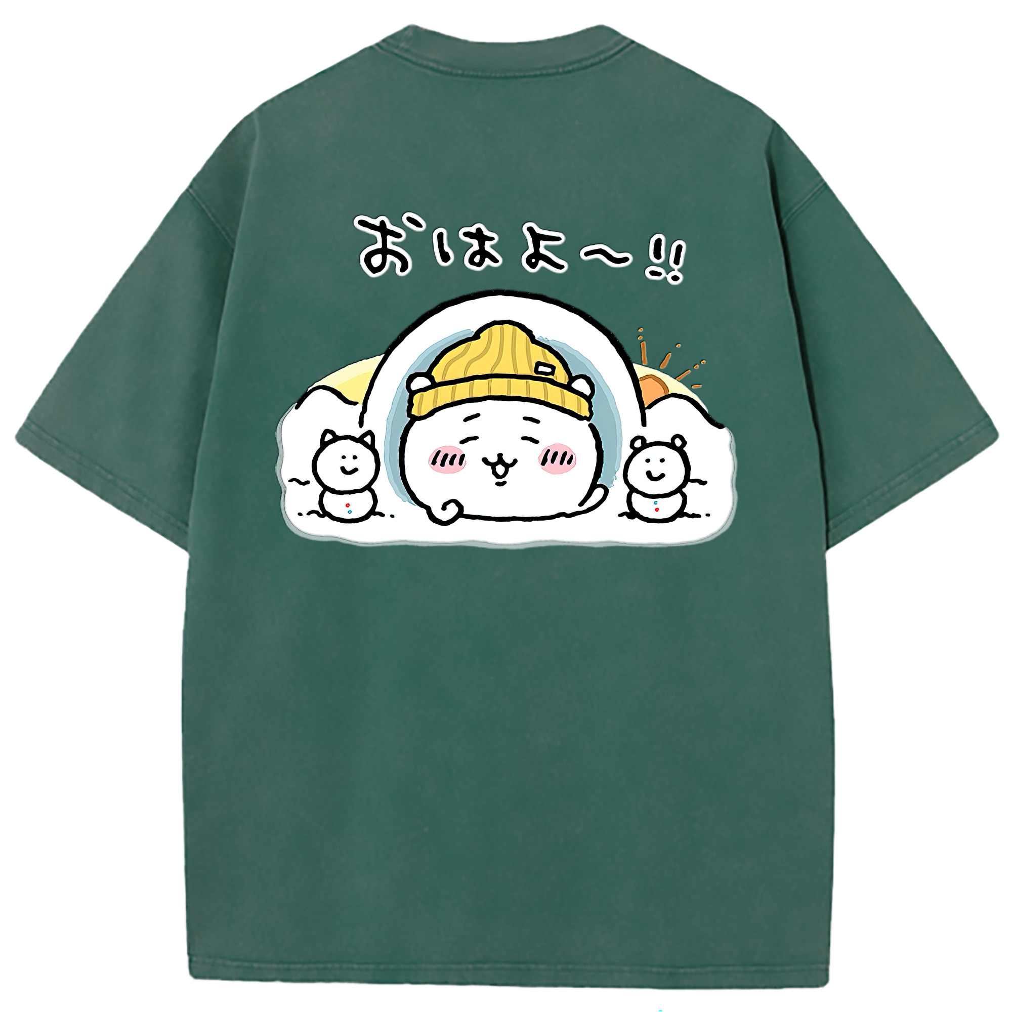 （画像用） ちいかわ ちいかわ Chii-kawa chiikawa 綿100% ヴィンテージ風 半袖Tシャツ（背面プリント）